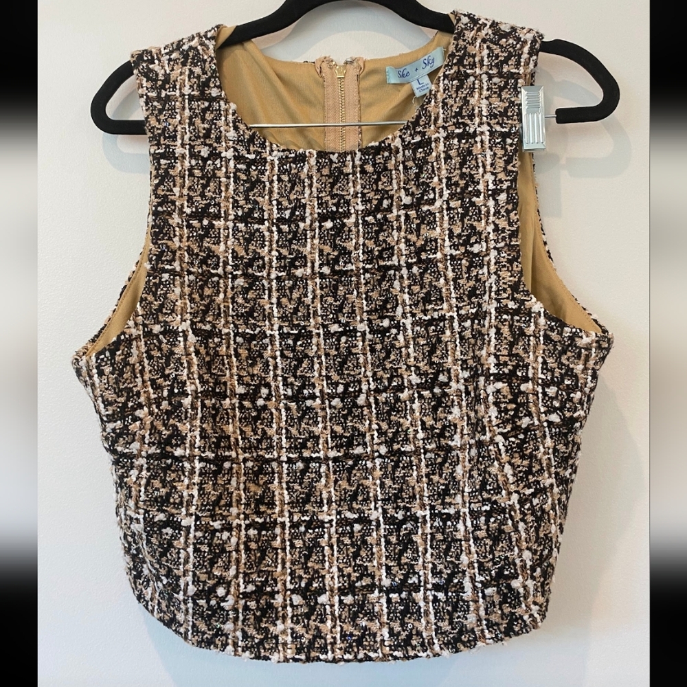 Tweed Sequin Crop Tank NWT